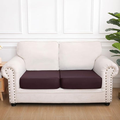 hyha Waterproof Couch Cushion Covers, Stretch Sofa Couch Seat Slipcover for Dog Washable, Non-Slip Waterproof Outdoor Cushion Covers for Patio Furniture Replacement (2 Pieces, Chocolate)