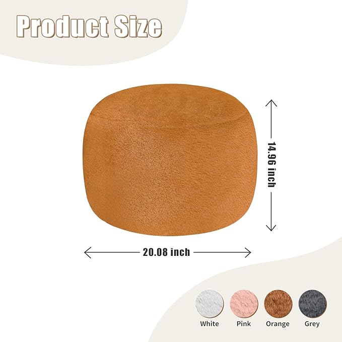 Round Stuffed Pouf Ottoman for Foot Rest, A Round Modern Foam Filled Poufs, Floor Chair for Living Room, Nursery, Dorm,Outdoor, A Soft Modern Foot Stool Perfect to Rest Your Feet (Orange, 20Inch)