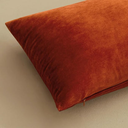 MIULEE Burnt Orange Pillow Covers 18x18 Inch Soft Velvet Throw Pillow Covers Decorative Square Pillowcases Modern Home Decor for Sofa Bedroom Couch