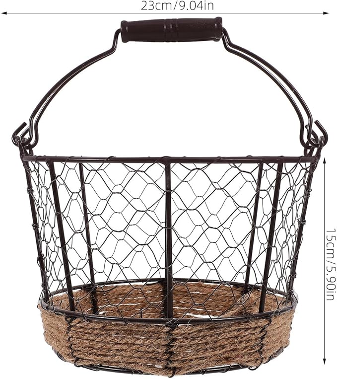 Iron Wire Woven Small round Storage Basket, Metal Organizer Basket for Kitchen Countertop, Fruit and Bread Holder for Home Storage and Table Serving