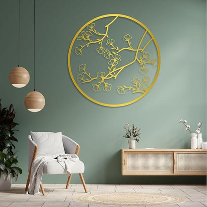 Trpiox Cherry Blossom Metal Wall Art, Cherry Blossom Metal Wall Decor, Minimalist Flower Wall Decor for Living Room, Bedroom, Bathroom, Office (Black,24" H x 24" W / 60 x 60 cm)