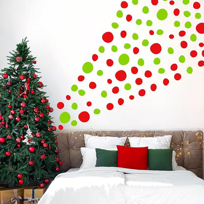 TaoBary 15 Sheet 300 Pcs Irregular Polka Dots Boho Wall Decal Terrazzo Playroom Bedroom Removable Modern Vinyl Boho Wall Stickers(Red Green)