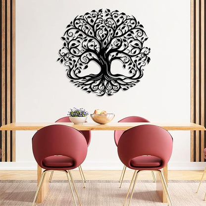 Yemwot Metal Tree of Life Wall Art, Tree of Life Metal Wall Sculpture, Modern Wall Decor for Bedroom, Living Room, Bathroom (White, 24" x 22")