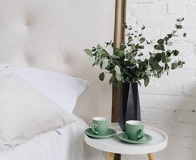 D'vine Dev 11 Inch Matte Black Ceramic Vase, Geometric Handmade Craft Flower Vase with Design Box Packaged, VS-GM-MB-11