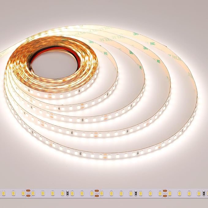 JOYLIT 24V LED Strip Lights 16.4ft/5M 126LEDs/M 4000K Natural White 9500LM Super Bright CRI 92+, UL PRO 90W Dimmable 2835 SMD Indoor Adhesive Tape Light for Kitchen Cabinet, Stair, Shelf, Commercial