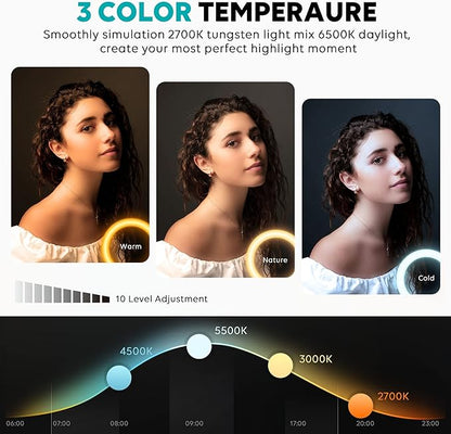 Weilisi 12'' Ring Light with Stand 72'' Tall & 2 Phone Holders,38 Color Modes Selfie Light with Tripod Stand, Big LED Ring Light for iPhone/Android/Camera,YouTube,Makeup