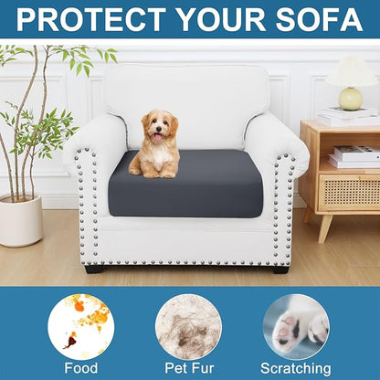 Smiry Printed Couch Cushion Covers, Stretch Soft Couch Covers for Sofa, Washable Non-Slip Sofa Slipcover Furniture Protector for Indoor and Outdoor (1 Pack, Dark Grey)