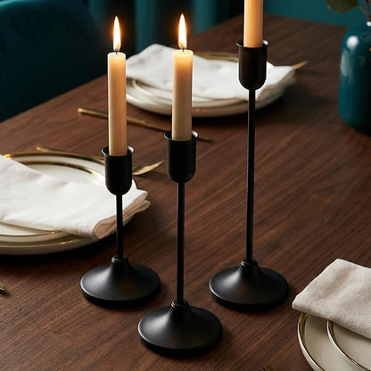 18 Pcs Black Candlestick Holders Set - Vintage Brass Taper Candle Holder for Pillar Candles - Modern Decorative Centerpiece for Wedding Fireplace Mantel Decor - Cozy Atmosphere Housewarming Gift
