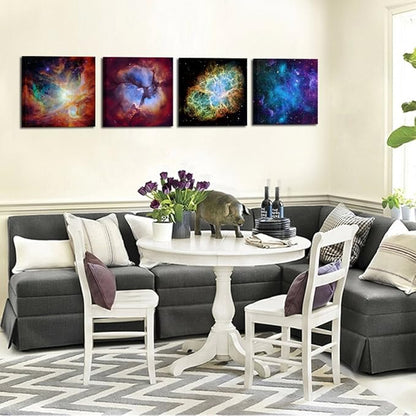 Kreative Arts - Canvas Prints Wall Art Cosmic Cloud Orion Nebula and Crab Nebula Modern Wall Decor Stretched Gallery Canvas Wrap Giclee Print Ready to Hang (12''x12''x4pcs/Set, Multi)