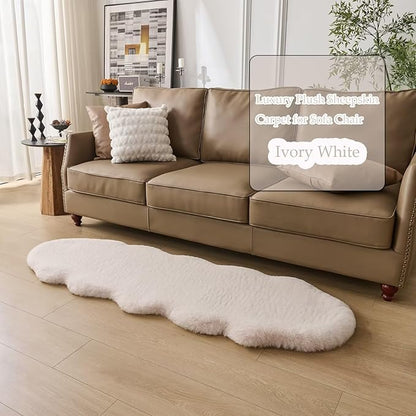 1700GSM Fuzzy Faux Sheepskin Fur Area Rug,Extra Soft Faux Fur Mat,Fluffy Shaggy Fur Rug for Bedroom Living Bedside Rug Room Decor-Ivory White, 2 x 3 ft