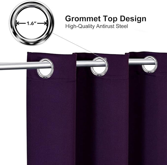 ChrisDowa Grommet Blackout Curtains for Bedroom and Living Room - 2 Panels Set Thermal Insulated Room Darkening Curtains (Royal Purple, 38W x 45L)