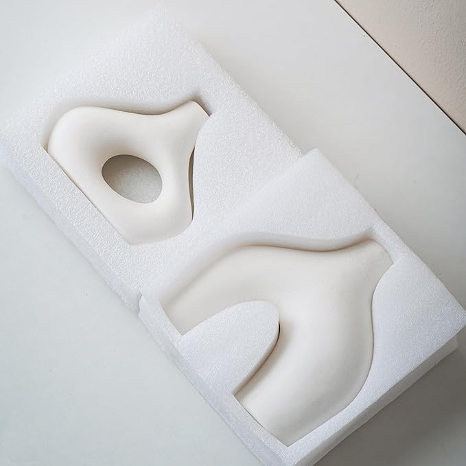 White Ceramic Modern Flower Vase, Nordic Coffee Table Home Decor Vases for Bookshelf, Minimalist Centerpiece, Living Room, Entry Way, Dining Tables, Desk