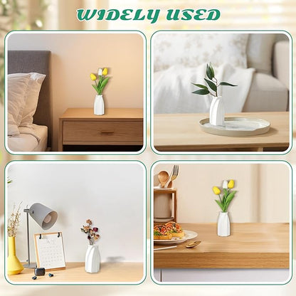 15pcs White Ceramic Bud Vases Bulk, 3.8 Inch Boho Small Vases in Bulk for Flowers, Mini Vases for Centerpieces for Dry Flowers, Pampas Garss for Home Wedding Party Table Decor