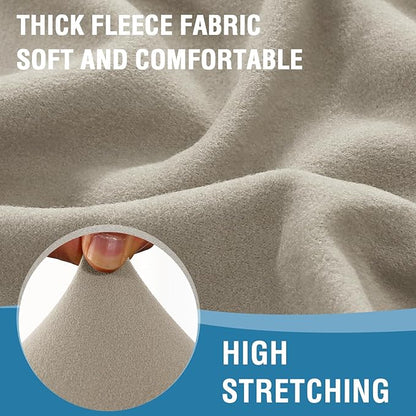 H.VERSAILTEX Couch Cushion Covers Stretch Fleece Couch Covers for Modern Living Room Chair Thick Soft Accent Chair Cover Washable(Seat Cushion Cover Plus Back Cushion Cover,Oatmeal)