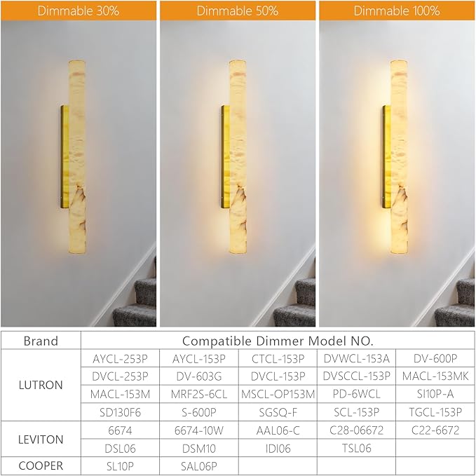 LMQNINE Natural Alabaster Wall Sconces Spanish Marble Wall Light Cylinder Modern Gold LED Sconce for Living Room Bedroom Bathroom Stairs（L-1Pack）