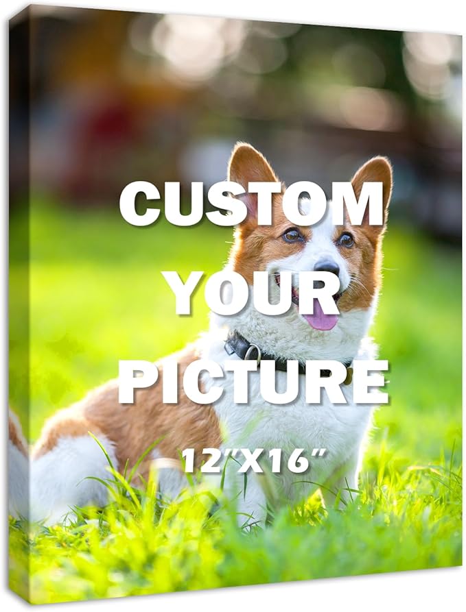 YYYYHPP Canvas Prints with Your Photos, Personalized Photo to Canvas Wall Art,Canvas Printing for Wedding, Family, Baby, Pets, Home Office Decor, Wrapped Frame 12"x16"