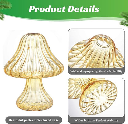 Mushroom Glass Vases for Indoor Plants, Set of 10 Colored Plant Propagation Stations, Cute Mini Terrarium, Unique Small Hydroponic Pots for Flowers, Decor Vase Gifts for Women