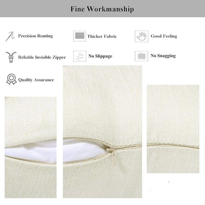 Pack 8 Linen Throw Pillow Covers Set Cushion Case for Sofa Bedroom Car, Blank for HTV Iron on Design,18x18 Inch