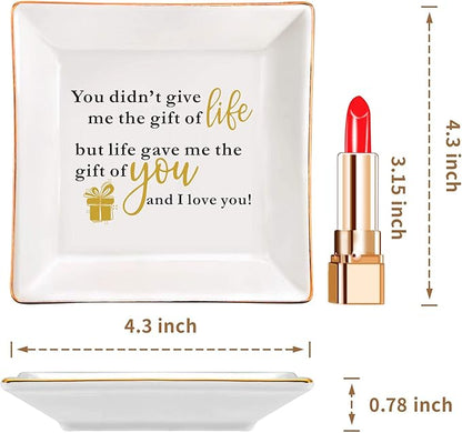 SUNBMO Stepmom Gifts - You Didn't Give Me the Gift of Life, But Life Give me the Gift of You - Gift for Step Mom Mothers Day, Ceramic Jewelry Trinket Dish