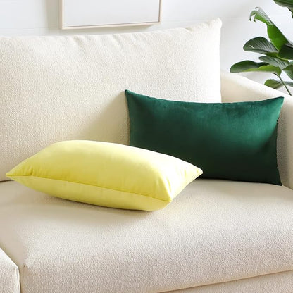 Artscope Luxury Velvet Pillow Covers Super Soft Decorative Rectangle Throw Pillow Covers Case Cushion Covers for Sofa Couch Bedroom Car Decor 16x24 Inch Lemon Yellow
