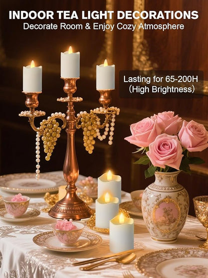 Rechargeable Tea Lights Candles with Remote Timer, 2" x 2.1" Flameless LED Candles with USB Charging Base, Small Votive Candle Electric Fake Candle for Wedding Table Decor Dining (6 Pack)