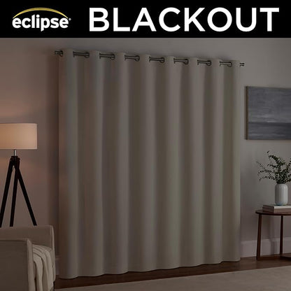 Eclipse Extra Wide Grommet Curtain, Kendall Sliding Patio Door Curtain Panel, Solid Textured Thermal Insulated and Noise Reducing Curtains, (1 Panel), 84 in Long x 100 in Wide, Ivory