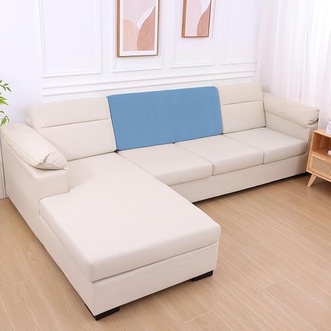 hyha Individual Couch Cushion Covers, Stretch Magic Sofa Seat Cushion Covers Washable, Dog Couch Sofa Slipcover for Pets, Kid with Elastic Bottom(Back Cover L, Blue)