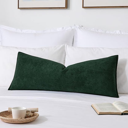 Kevin Textile Christmas 14x36 Inch Long Lumbar Cover 1 Pack Soft Boucle Textured Decorative Waterproof Rectangle Cushion Elegant Pillows for Couch Sofa Chair Bed Home Decor Indoor Outdoor Dark Green