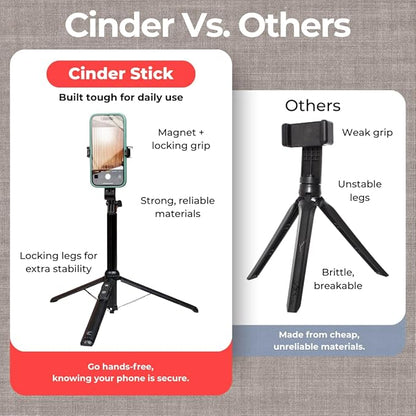 Magnetic Tripod & Selfie Stick with Bluetooth Remote | Foldable Travel Stand for iPhone 12/13/14/15 | 180° Adjustable Head, Locking Legs, Phone Clip Included
