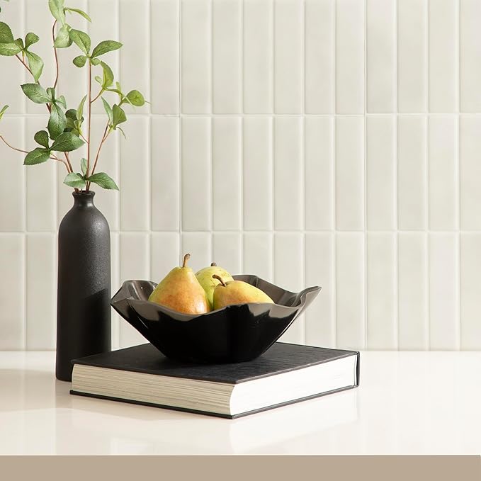 Kate and Laurel Flutte Scalloped Decorative Metal Serving Bowl, 10 x 10 x 3, Black Nickel, Modern Wavy Fruit Bowl for Kitchen Counter or Use as Tabletop Storage for an Entryway Table
