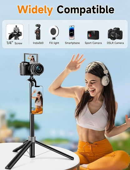 Magnetic Tripod for iPhone, 69" Phone Tripod Selfie Stick with Stake, Remote & 2 in 1 Phone Holder, Extendable Cell Phone Stand for Golf Recording Travel, Compatible with iPhone and Android Cellphone