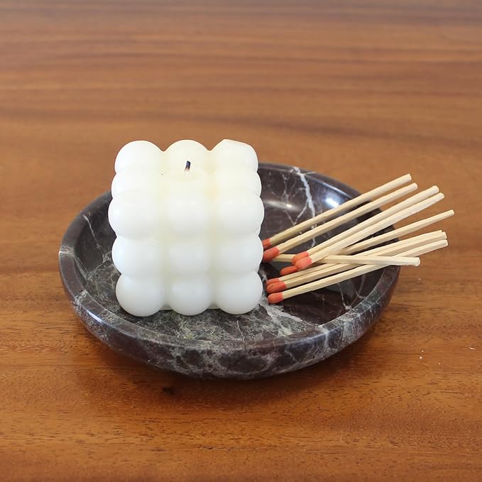 Natural Marble Travertine Ring Dish Jewelry Tray 5.5" for Women, Marble Trinket Dish for Key Earring Nightstand, Mother's Day Engagement Birthday Gift - Rosa Levanto