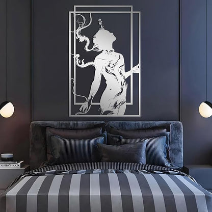 BIANGING Modern Woman Face Metal Wall Decor, Abstract Woman Face Metal Wall Decor, Abstract Female Line Wall Art, Minimalist Line Wall Art for Bathroom Living Room Bedroom (Gold, 24"x16"/60x40cm)