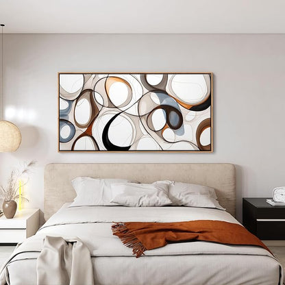 Large Wall Art for Lving Room-Textured Abstract Canvas Wall Art Framed Artwork for Walls Bedroom Wall Decor Above Bed Brown and Blacke Modern office Decorations 29×58IN