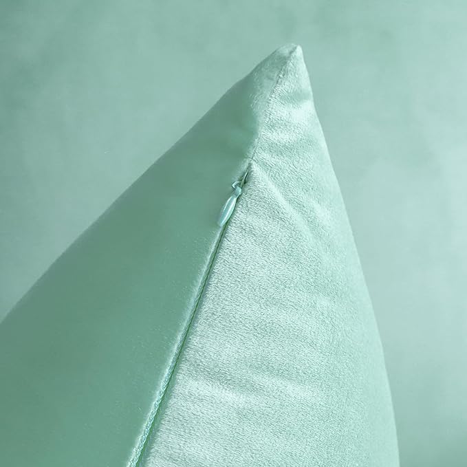 Artscope Luxury Velvet Pillow Covers Decorative Square Pillowcases Soft Solid Cushion Cases for Couch Sofa Bedroom Car Decor 22x22 Inch Aqua Green