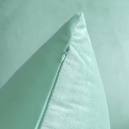 Artscope Luxury Velvet Pillow Covers Decorative Square Pillowcases Soft Solid Cushion Cases for Couch Sofa Bedroom Home Decor 18x18 Inch Aqua Green