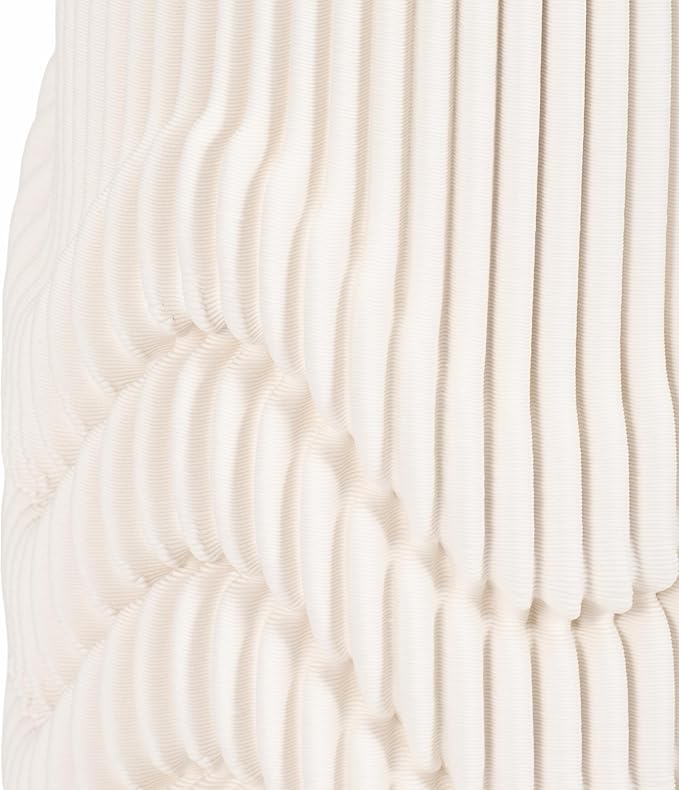Ceramic Vase for Office and Room Decor – 3D Printed Ribbed Elegant Flower Vase for Bedroom, Table, and House Setting – Minimalist Accent for Home and Living Room Decor – Ivory (14 Inch)