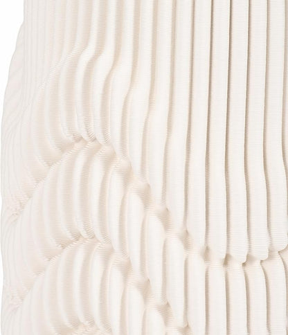 Ceramic Vase for Office and Room Decor – 3D Printed Ribbed Elegant Flower Vase for Bedroom, Table, and House Setting – Minimalist Accent for Home and Living Room Decor – Ivory (14 Inch)