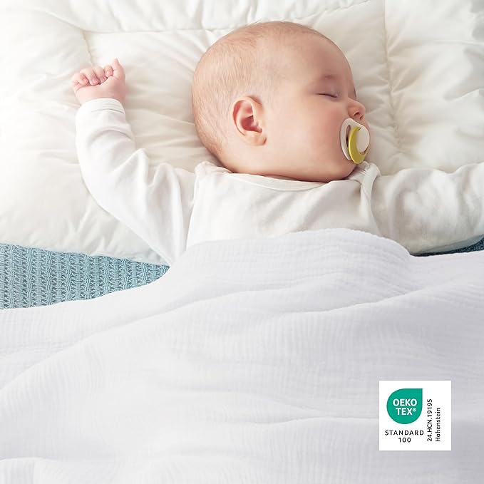 Bedsure 100% Cotton Muslin Throw Blanket Large 50x70 Inches - 4-Layer Breathable and Lightweight Thin Soft Summer Gauze Muslin Blankets for Adults, White, Boho Cotton Throw for Couch