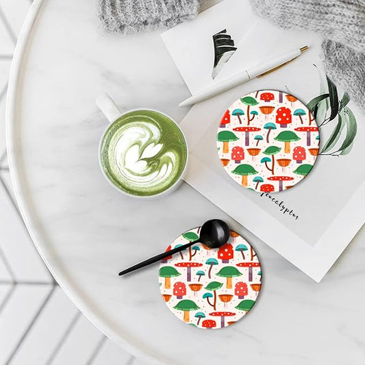 Coasters Set of 6 Ceramic Drink Coaster with Cork Base Modern Style Coasters for Mugs and Cups Office Kitchen 4 in