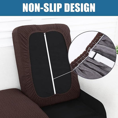 Smiry Waterproof Couch Cushion Covers, Stretch Jacquard Thick Sofa Cushion Covers, Washable Seat Slipcover Elastic Furniture Protector for Pets, Kid (3PC, Chocolate)