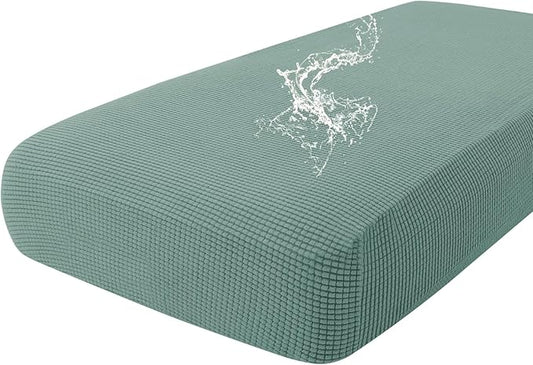 hyha Waterproof Couch Cushion Covers for Pets, Non Slip Sofa Seat Cover for Dogs Washable, Soft Thick Stretch Jacquard Fabric, Sofa Slipcovers with Elastic Bottom (1 Piece for Large, Green)