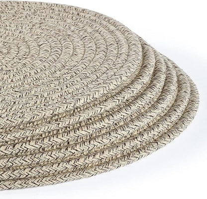 6 Pack Round Woven Placemats,13.8 inch Plate Chargers Mixed Brown Thick Place Mats Cotton Rope Braided Tablemats Rattan Mats for Christmas Table Decoration