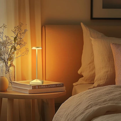 3 Pack 7.67in Gold Small Cordless Table Lamps Rechargeable, Battery Operated Mini Lamp, Small Lamp Touch Portable Table Lights, LED Night Light for Bedside/Dining/Bar/Outdoor (Gold-C)