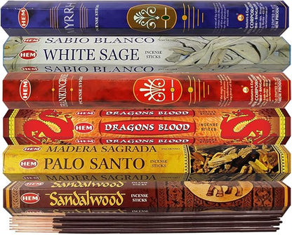 Hem Incense Sticks Variety Pack #31 and Incense Stick Holder Bundle with 6 Classic Fragrances