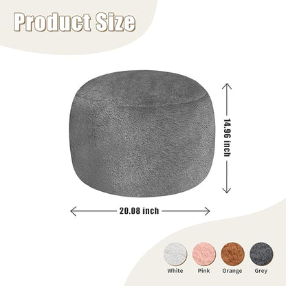 Round Stuffed Pouf Ottoman for Foot Rest, A Round Modern Foam Filled Poufs, Floor Chair for Living Room, Nursery, Dorm,Outdoor, A Soft Modern Foot Stool Perfect to Rest Your Feet (Grey, 20Inch)