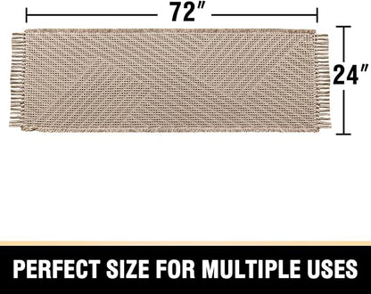 H.VERSAILTEX Waffle Bath Runner Rug Long Bath Mat Super Absorbent Boho Bath Rugs Non Slip Bath Runner for Bathroom Floor Machine Washable Dry Fast Bathroom Rugs with Tassels, 24" x 72", Irish Cream