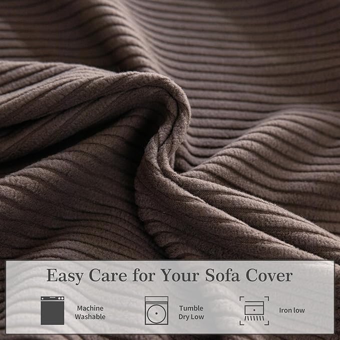 Sectional Couch Covers, Wear Resistant Stretch Sofa Covers Washable Soft Couch Cushion Covers Anti Slip Furniture Protector Sofa Slipcovers for Pets (2 Pieces 2 Seaters Cover, Brown)