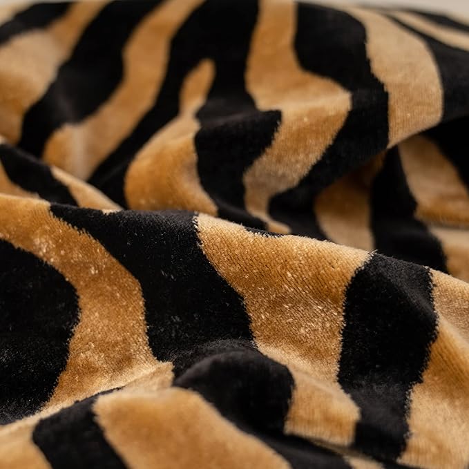 Yangest Black and Gold Square Pillow Cover Cut Velvet Zebra Print Cushion Cover Luxury Modern Pillowcover for Couch Living Room Bedroom,18x18 Inch