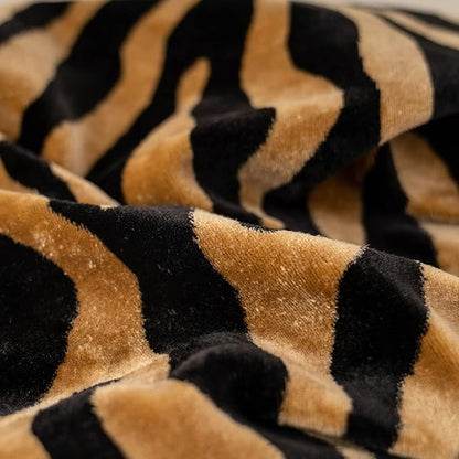 Yangest Black and Gold Square Pillow Cover Cut Velvet Zebra Print Cushion Cover Luxury Modern Pillowcover for Couch Living Room Bedroom,18x18 Inch